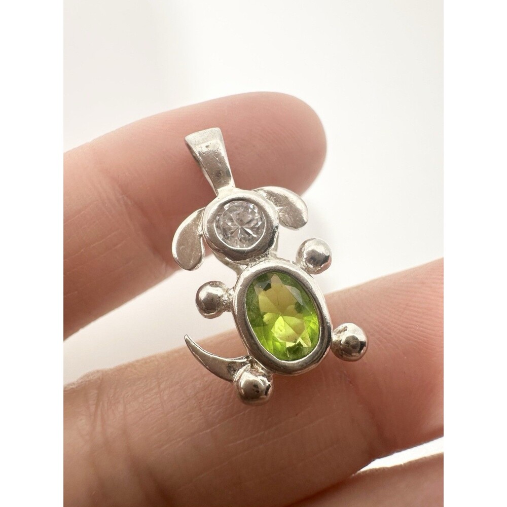 925 Sterling Silver Birthstone Dog Pendant Charm